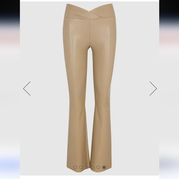 Splendid x Cella Jane Vegan Leather Flare Legging L Beige Festive Urban Hipster - Picture 6 of 6